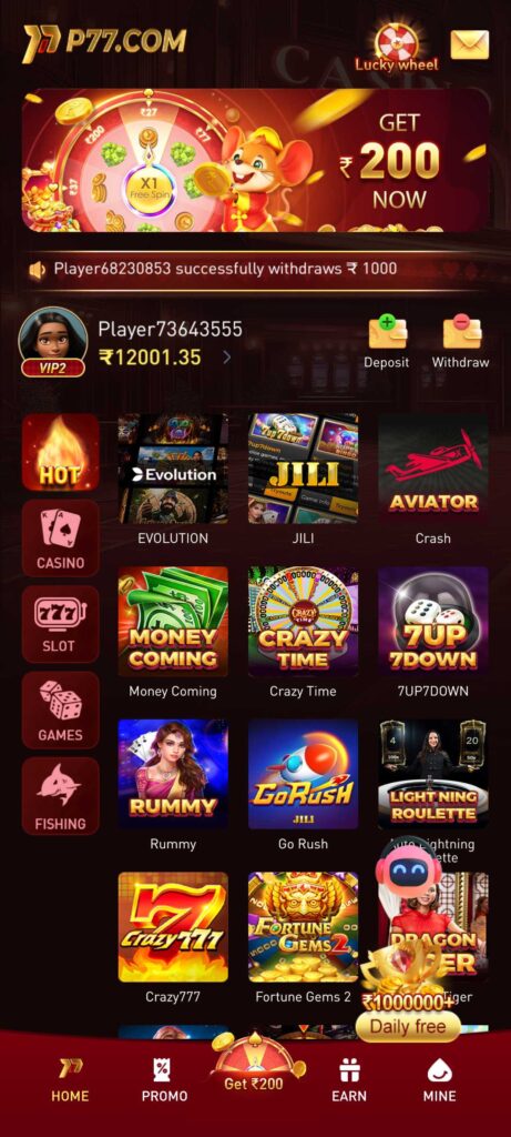 P77BET APK DOWNLOAD & GET RS.41 FREE CASH BONUS 3